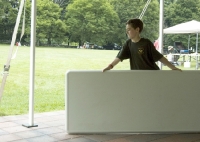 Jake hauls table to truck