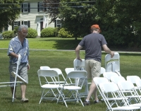 Setting Chairs for the Wedding