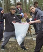 Ben and Nate salute as they clean up